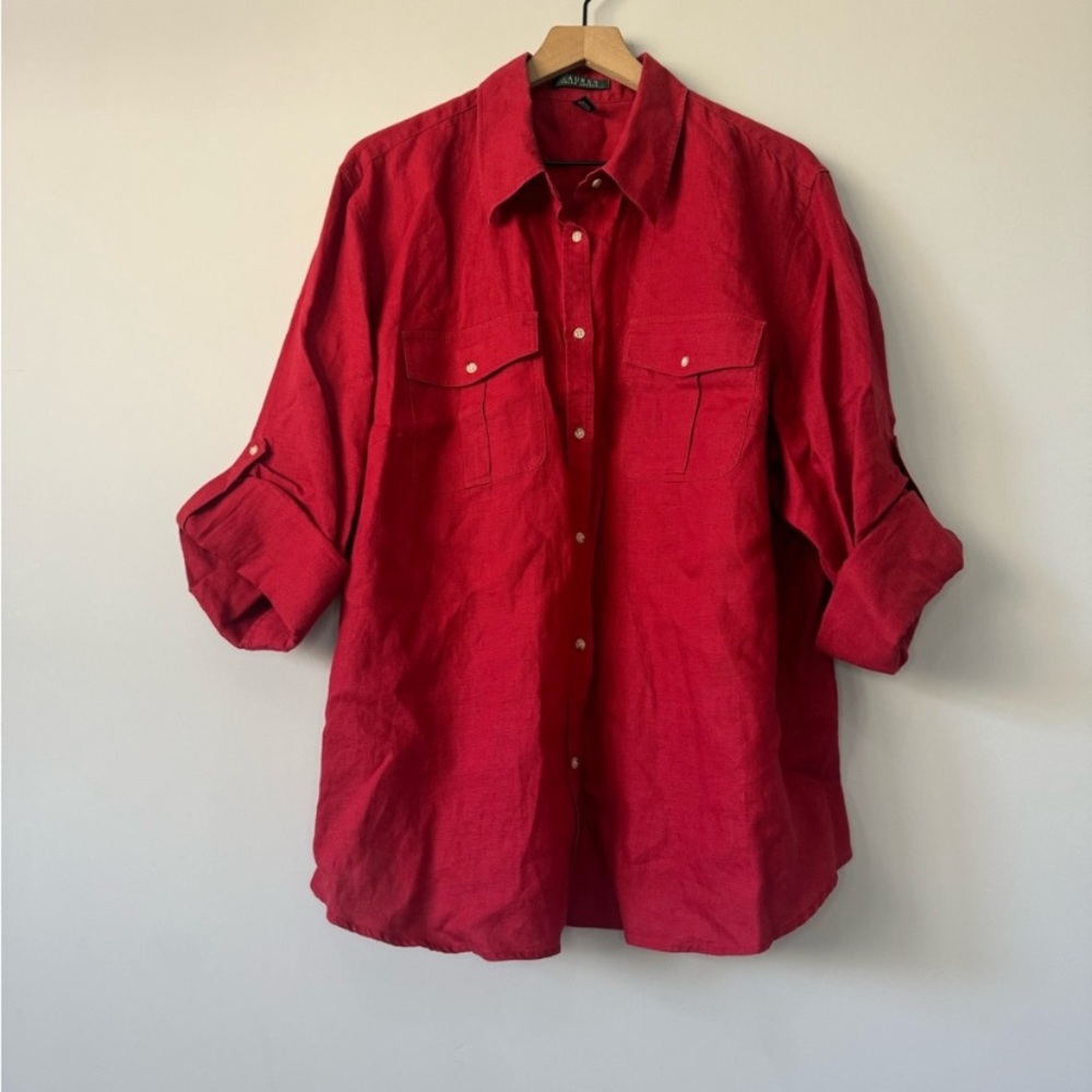 Ralph Lauren Red Button-Up Shirt - Picture 2 of 9